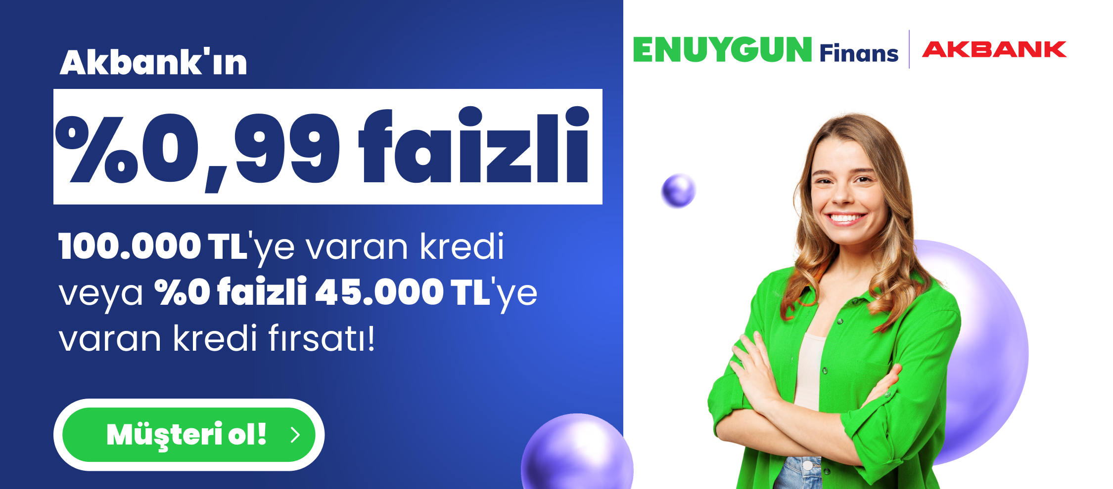 %0.99 Faizli 100.000 TL'ye Varan Kredi Fırsatı!