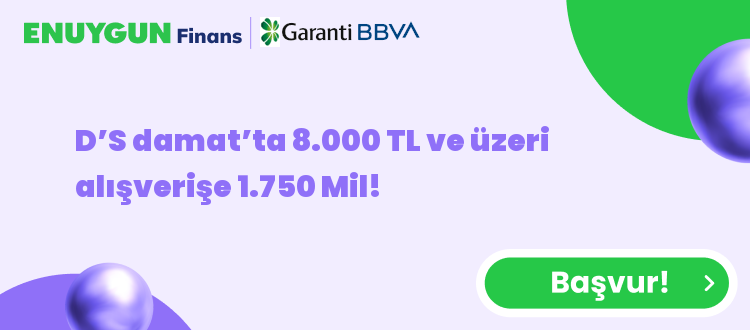 D’S damat’ta 8.000 TL ve üzeri alışverişe 1.750 Mil!