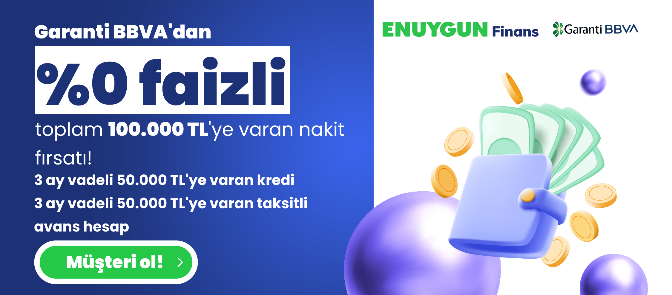 %0 Faizli 100.000 TL'ye Varan Nakit Fırsatı!