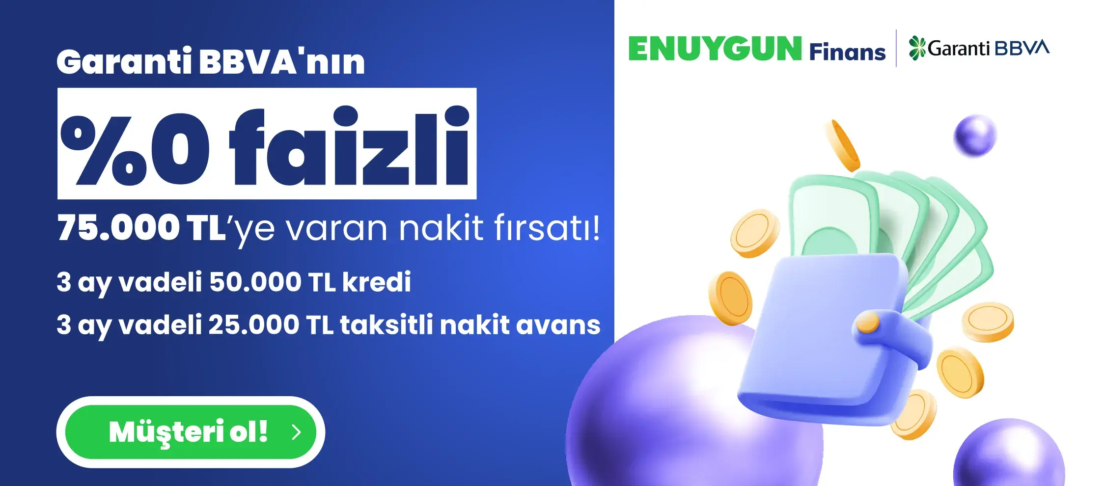 %0 Faizli 75.000 TL'ye Varan Nakit Fırsatı!
