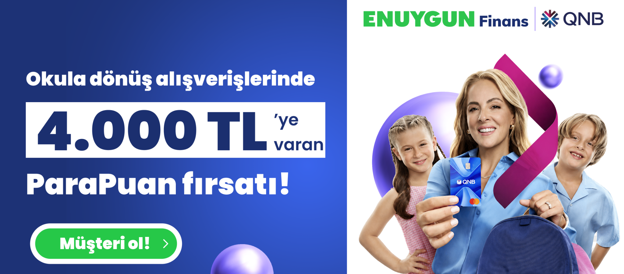 QNB Kredi Kartı ile Okula Dönüşte 4.000 TL’ye Varan ParaPuan!