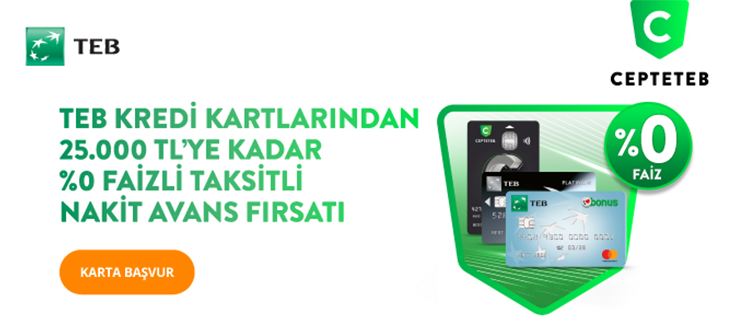 %0 Faizli 25.000 TL'ye kadar taksitli nakit avans fırsatı!