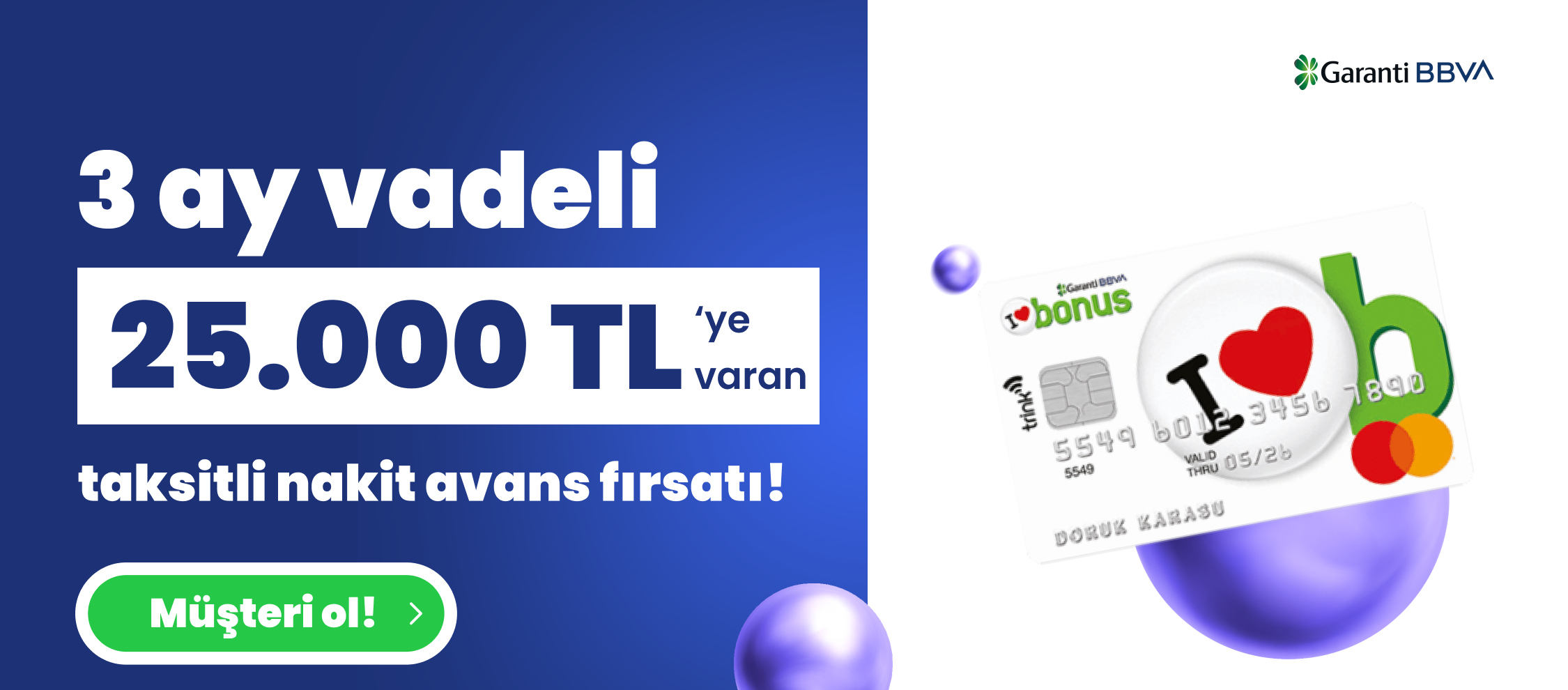 3 Ay Vadeli 25.000 TL’ye Varan Taksitli Nakit Avans Fırsatı!