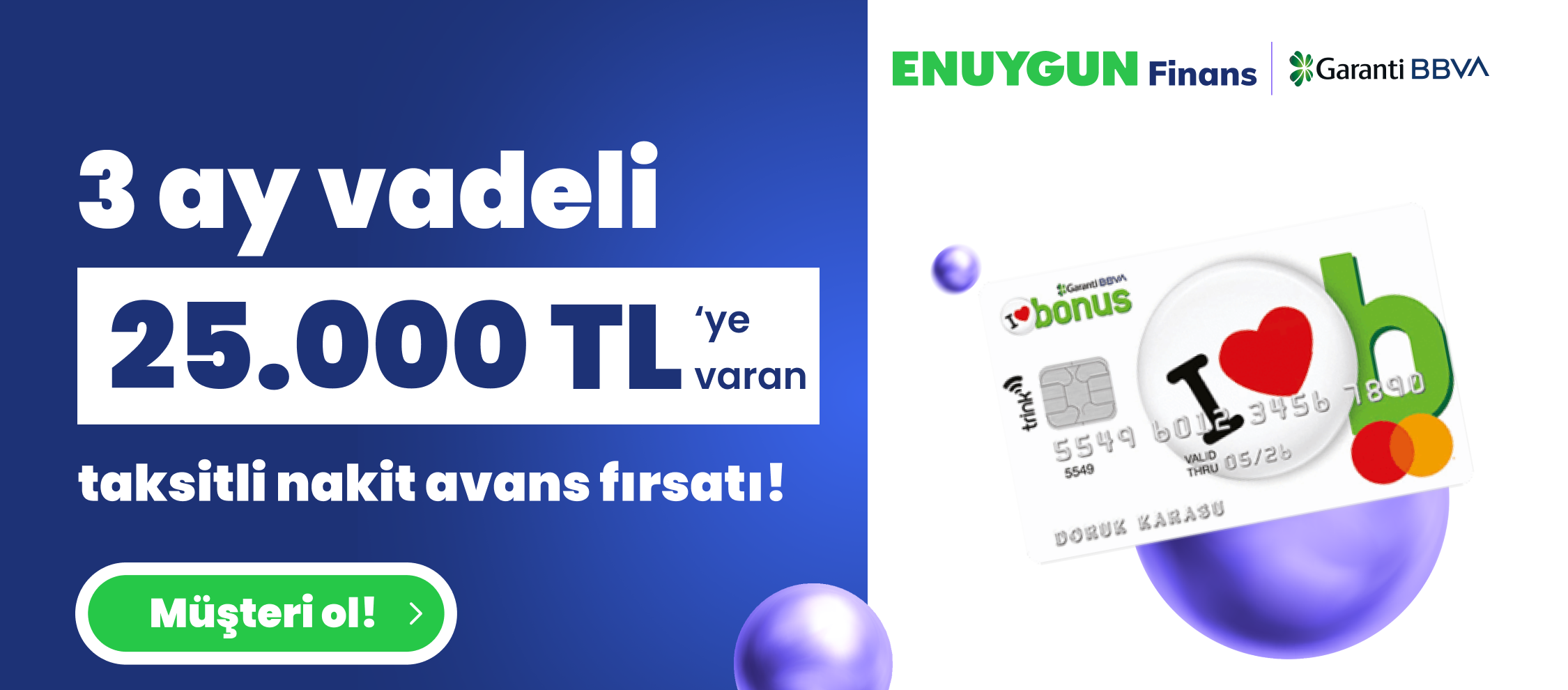 3 Ay Vadeli 25.000 TL’ye Varan Taksitli Nakit Avans Fırsatı!