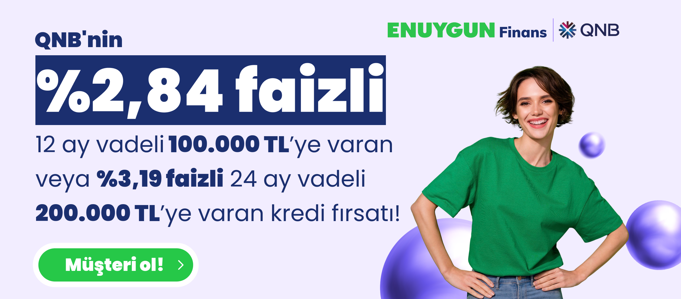 %2,84 Faizli 100.000 TL'ye Varan Kredi Fırsatı!