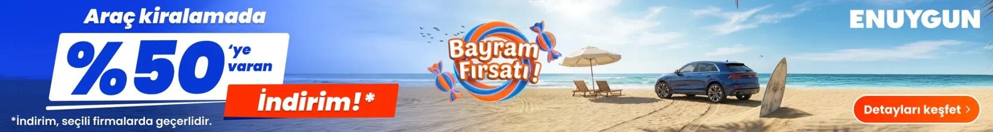 ENUYGUN.com’da araç kiralamada %50'ye  varan indirimi kaçırma!