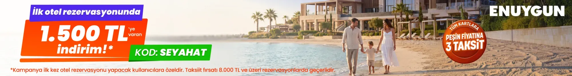 İlk otel rezervasyonunda 1.500 TL'ye varan indirim!