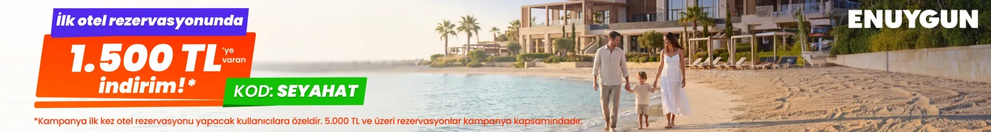 İlk otel rezervasyonunda 1.500 TL'ye varan indirim!