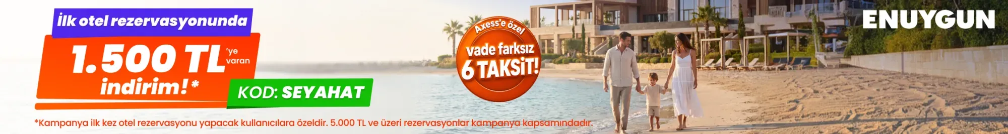 İlk otel rezervasyonunda 1.500 TL'ye varan indirim!