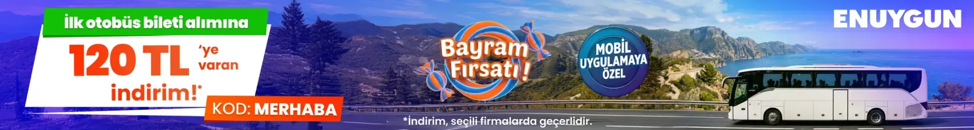 ilk otobüs biletin alımına 120 TL ye varan indirim!