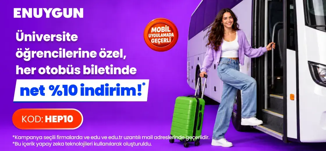 Öğrencilere özel her otobüs biletinde net %10 indirim!