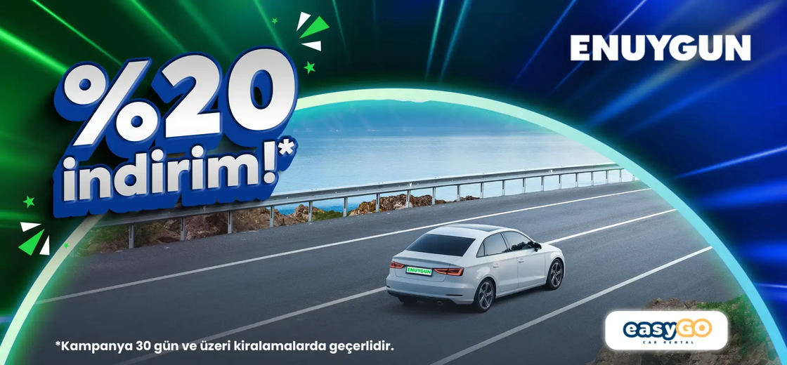 EasyGO araçlarında 30 gün ve üzeri kiralamalarda %20 indirim!