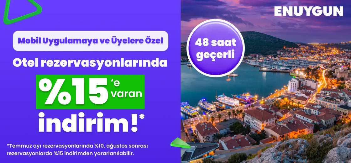 Otel rezervasyonlarında üyelere özel %15'e varan indirim!