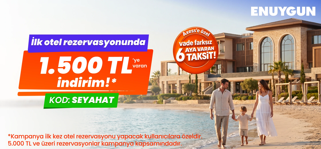 İlk otel rezervasyonunda 1.500 TL'ye varan indirim!