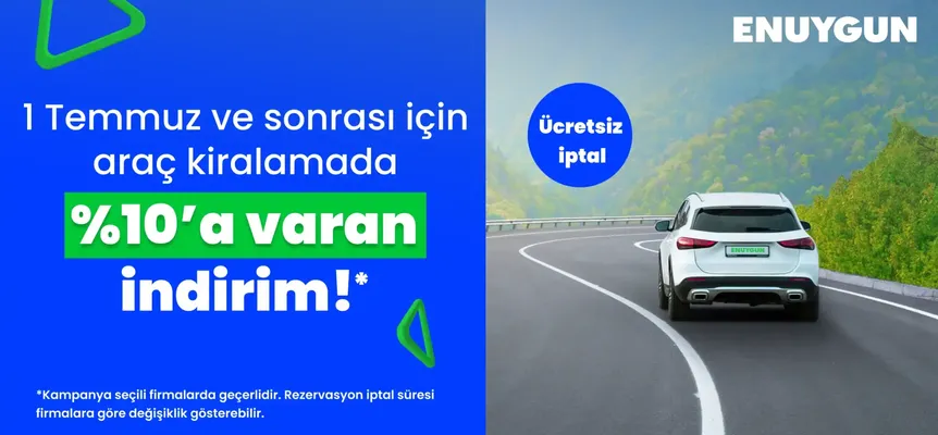 Araç kiralamada %10'a varan erken rezervasyon indirimini kaçırma!