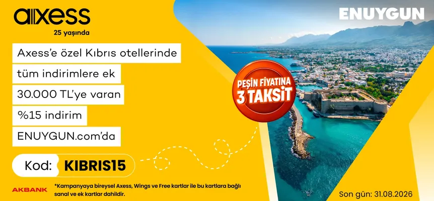 Kıbrıs otellerinde Axess'e özel %15'e varan indirim!