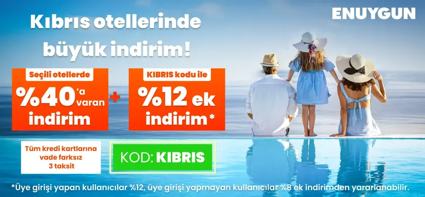 Kıbrıs otellerinde üyelere özel %12 indirim!