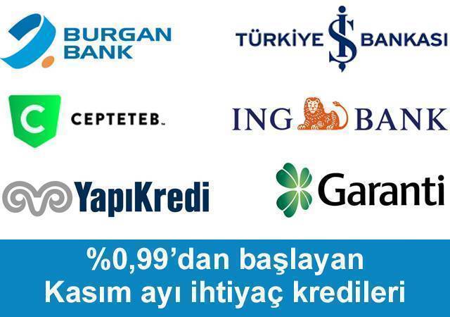 %0,99'dan başlayan Kasım ayı ihtiyaç kredileri