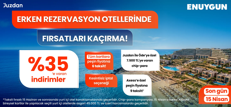 Erken rezervasyon otellerinde vade farksız 6 taksit fırsatı ENUYGUN.com’da!