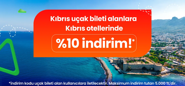 Kıbrıs uçak bileti al, otel rezervasyonlarında %10 indirim kazan