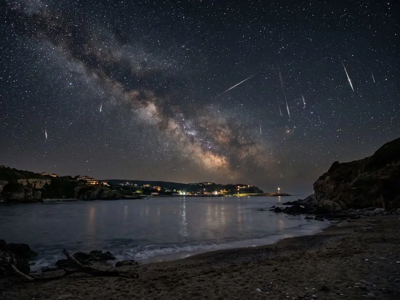 Ağva, İstanbul perseid meteor yağmuru görünümü yapay zeka ile üretilmiştir
