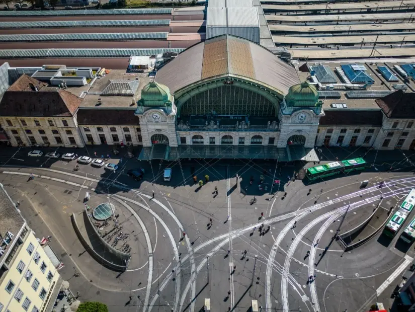 Basel SBB İstasyonu havadan görünümü