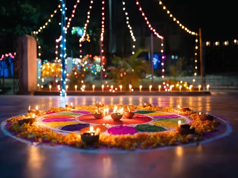 Diwali Festivali - Hindistan  renkli görünümü