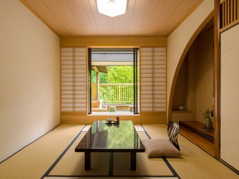 Geleneksel ryokan yatak odası, Kurokawa Onsen, Japonya
