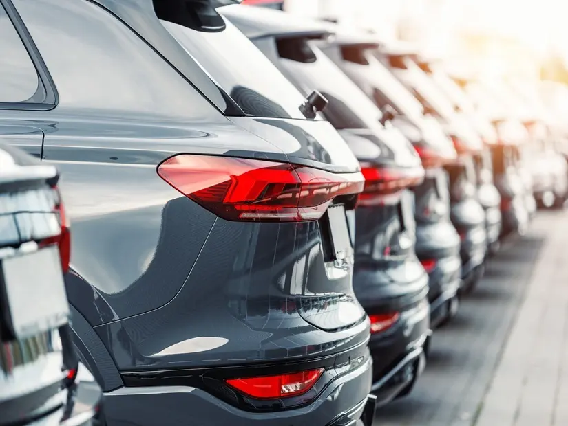 parkedilmiş birçok araba görünümü
