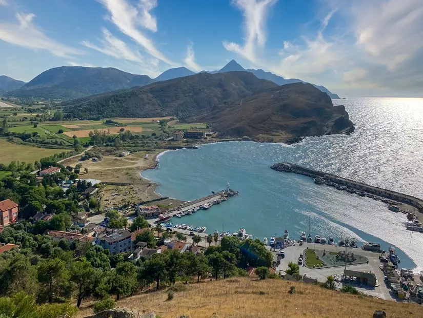 Kaleköy kalesinden Kaleköy marina manzarası, Gökçeada
