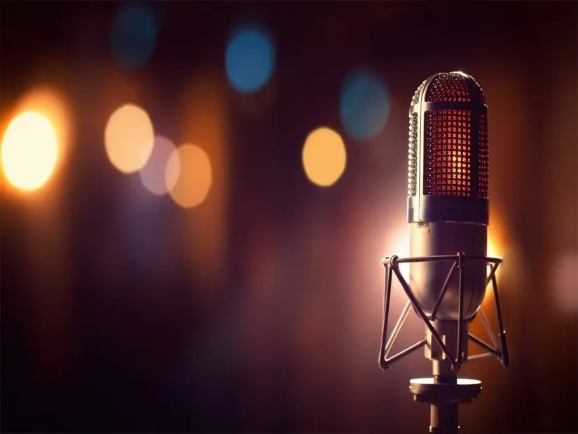 karaoke bar yakın çekim mikrofon görünümü
