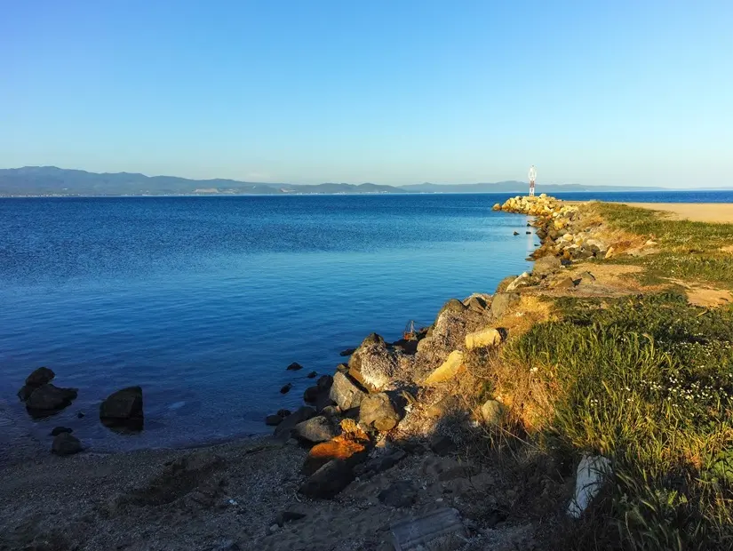 Nea Poteidaia, Kassandra, Chalkidiki, Orta Makedonya, Yunanistan kıyı şeridi