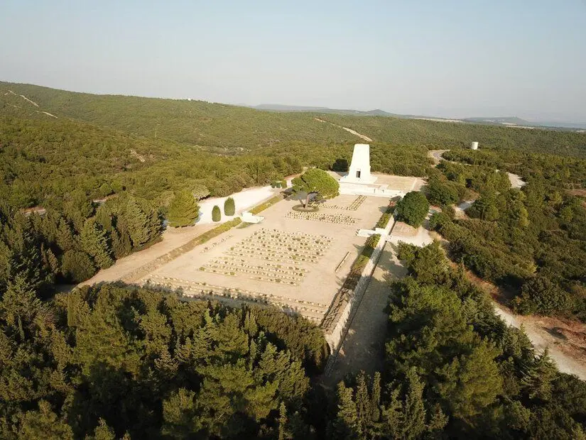 Lone Pine Mezarlığı ve Anıtı havadan görünümü