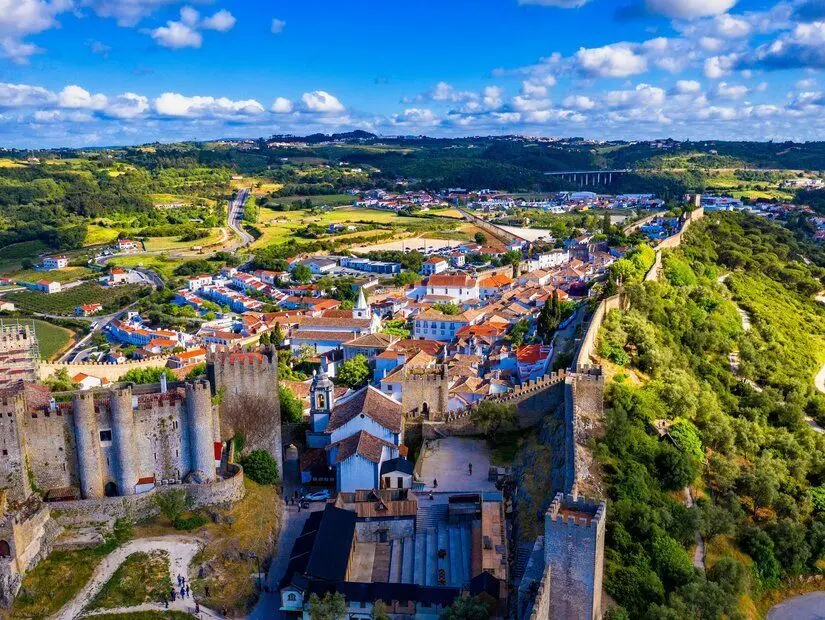 Obidos Ortaçağ Kasabası havadan görüntüsü