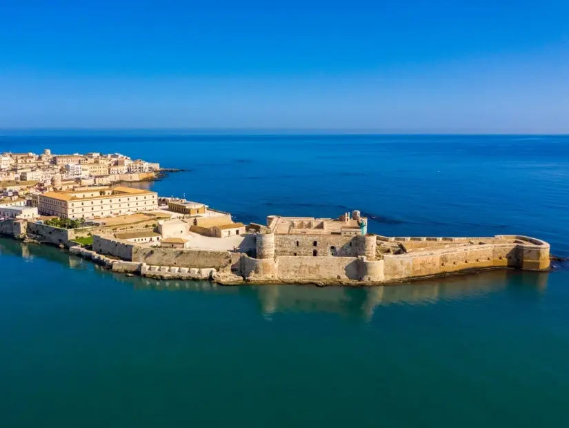 Ortigia Adası (Siracusa) havadan görünümü