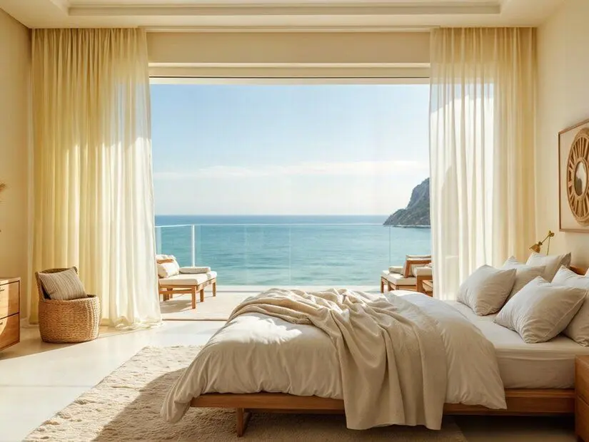 deniz manzarası eşşliğinde ferah temiz otel odası