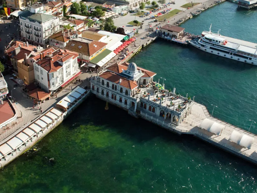 Sedef Adası iskele havadan görünümü