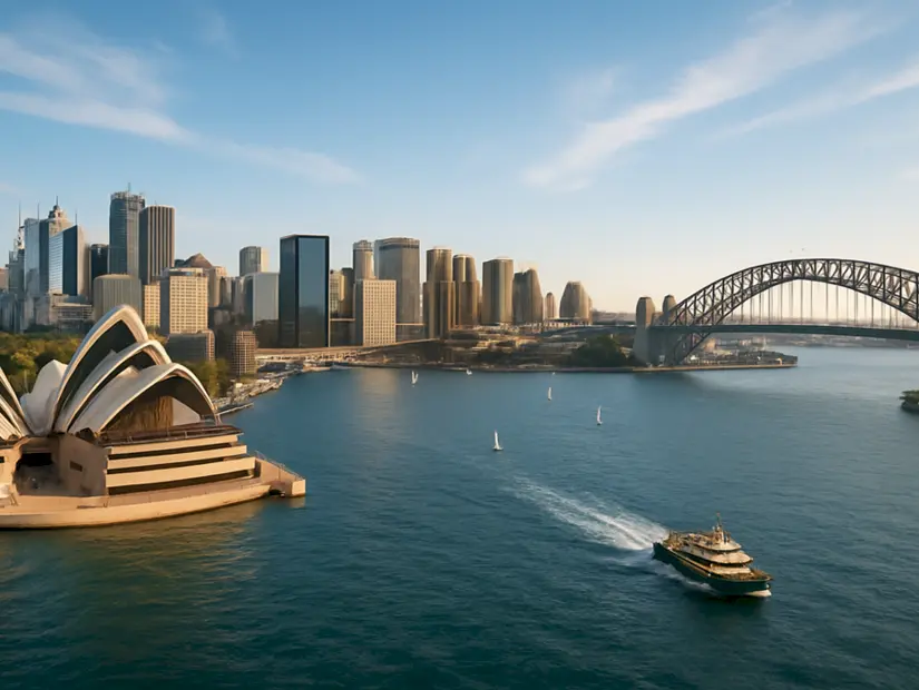 Sidney Opera Evi havadan görünümü Avustralya