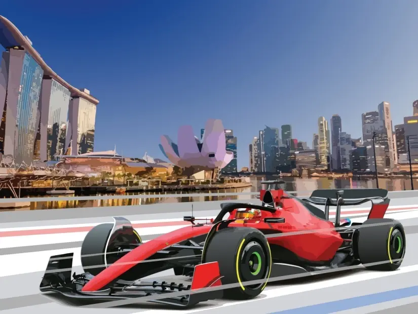 Singapur gp sokak şehir bay kazanmak bayrak f1 bir yarış prix araba 