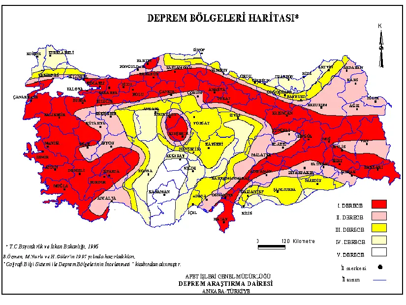Türkiye deprem riski taşıyan iller
