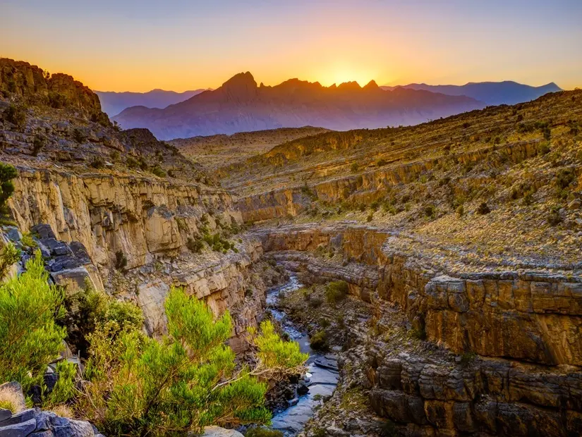 Wadi Ghul gün batımı görünümü