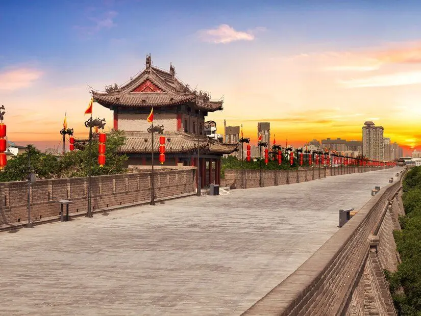 Xi'an, Çin'de tarihi şehir duvarı