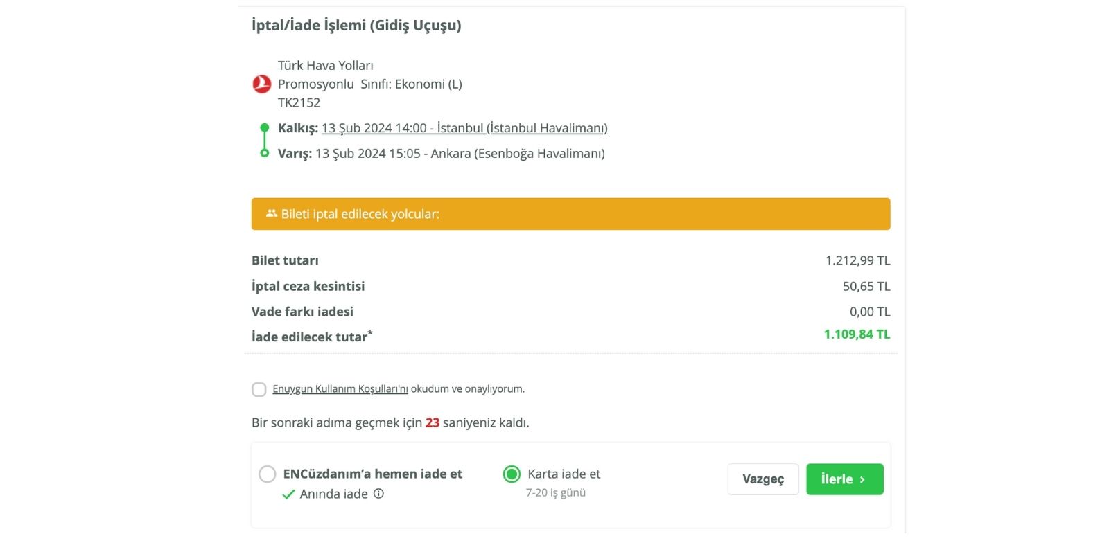 Uçak bileti iptal kredi kartına iade seçeneği Uçak biletimi nasıl iptal edebilirim? Para iademi nasıl alabilirim?